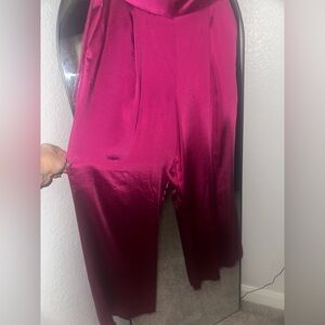 Satin like Pink Magenta Wide Leg Trousers size Large❤️